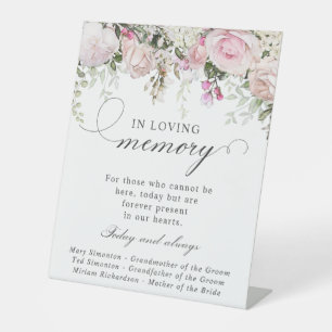 Pink White Floral Memorial Wedding Sign Sockelschild