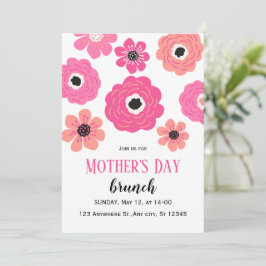 Pink White Floral Mutter Tag Brunch Einladung