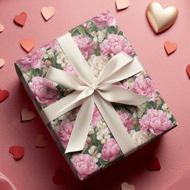 Pink & White Floral Pattern Easter Wrapping Paper Geschenkpapier (Von Creator hochgeladen)