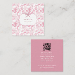 Pink White Floral Rose Chinoiserie Eventplaner Quadratische Visitenkarte
