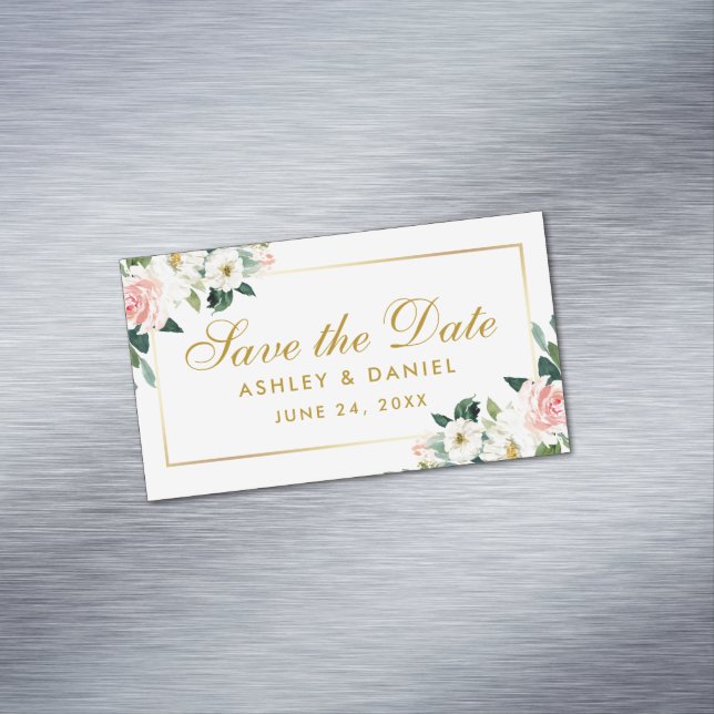 Pink White Floral Save the Date Mini Magnet (Beispiel)