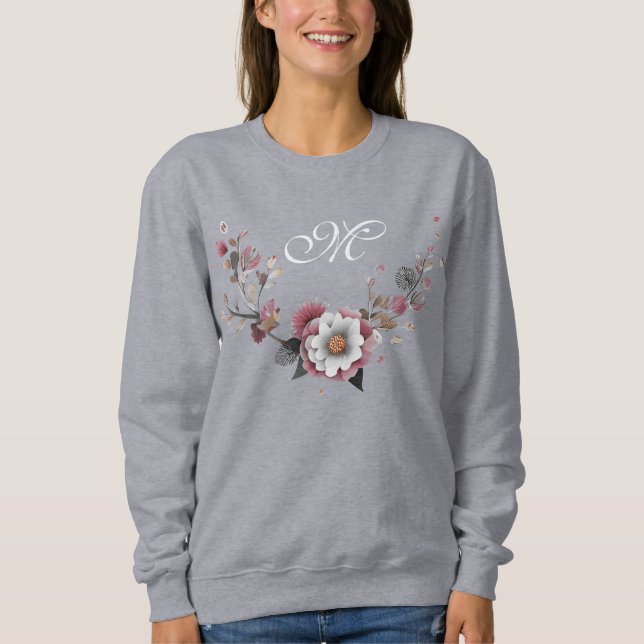 Pink White Floral Sweatshirt (Vorderseite)
