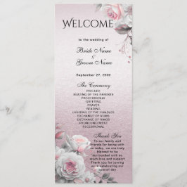 Pink White Floral Wedding Program Programm
