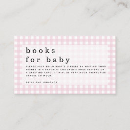 Pink White Gingham Books for Baby Begleitkarte