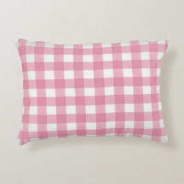 Pink White Gingham Buffalo Kariert Checked Bedroom Dekokissen