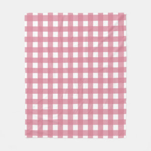 Pink White Gingham Karo Kariert Fleecedecke