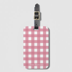 Pink White Gingham Karo Kariert Gepäckanhänger