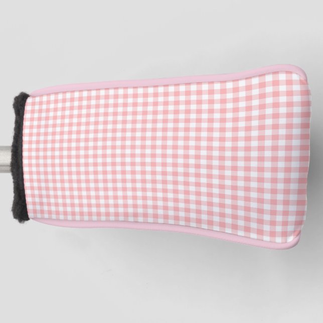 Pink White Gingham Karo Kariert Golf Headcover (Vorderseite)