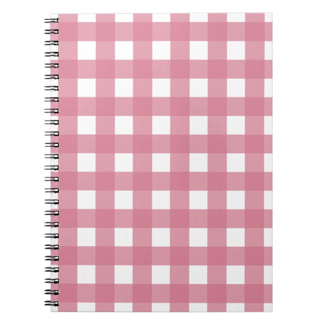 Pink White Gingham Karo Kariert Notizblock (Vorderseite)
