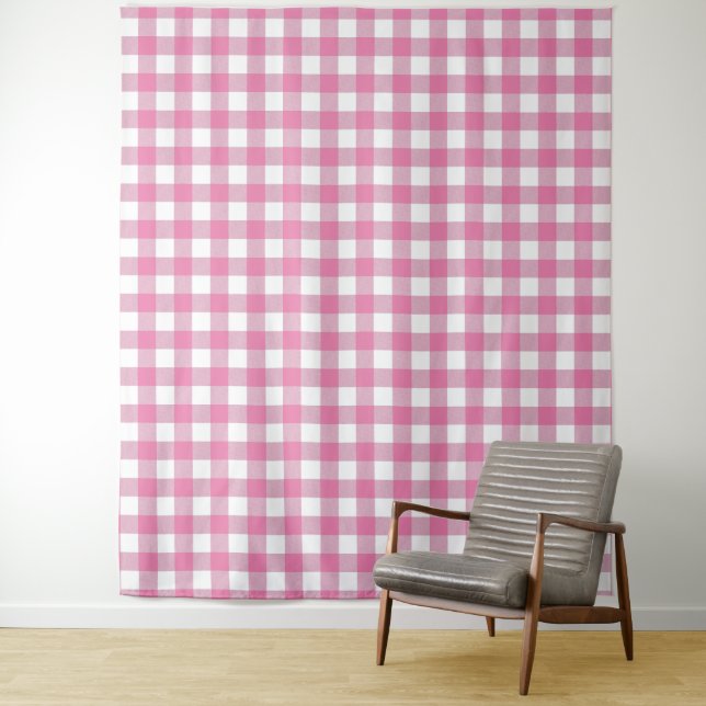 Pink & White Gingham Karo Tapestry Wandteppich (Beispiel)