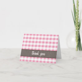 Pink & White Gingham Leinwand Danke Karte