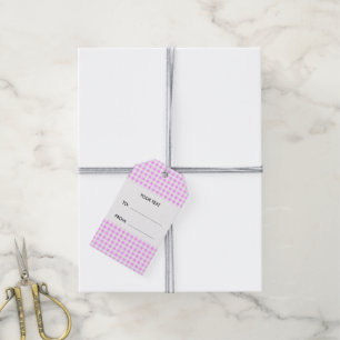 Pink White Gingham Pattern, Dein Monogramm Geschenkanhänger