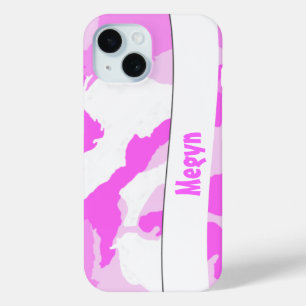 Pink White Girly Camouflage Muster Custom iPhone 15 Hülle