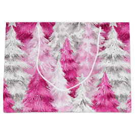 Pink White Glam Weihnachtsbaumen Große Geschenktüte