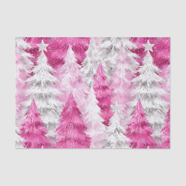 Pink White Glam Weihnachtsbaumen Seidenpapier (Vorderseite)