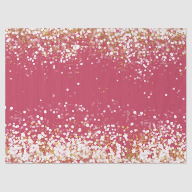 Pink White Gold Confetti Sparkle Seidenpapier (Vorderseite)