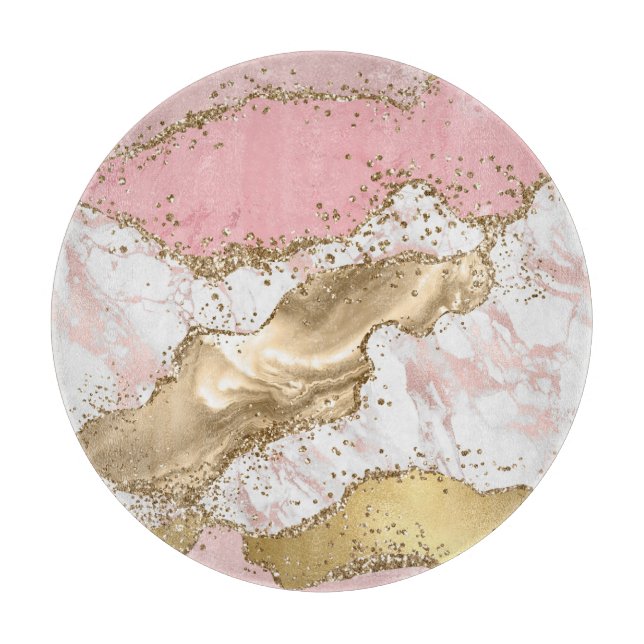 Pink White Golden Mauve Glitzer Marble Agate Schneidebrett (Vorderseite)