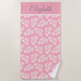 Pink White Gray Floral personalisieren Strandtuch