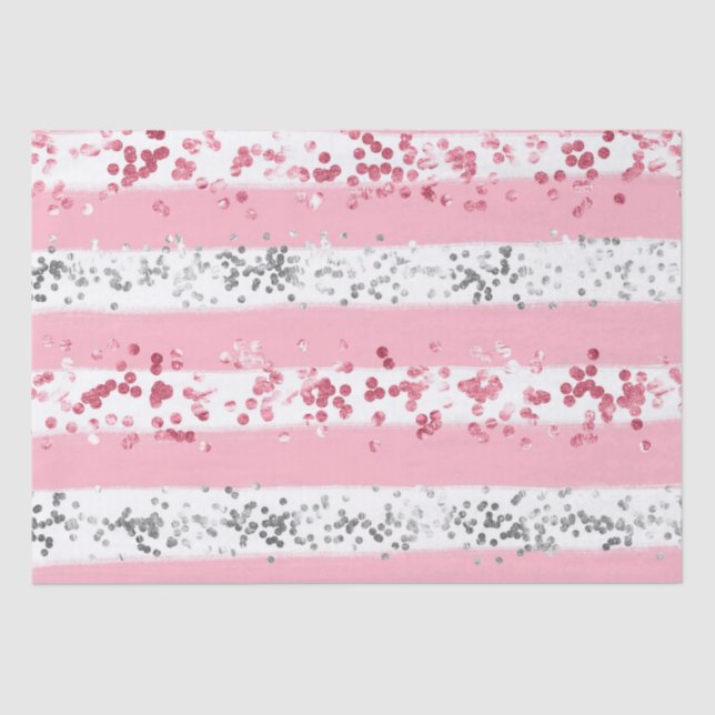 Pink White Gray Glitzer Birthday Baby Bridal Show Seidenpapier (Vorderseite)