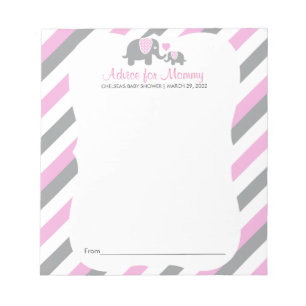 Pink, White Gray Stripe Elefant - Ratschläge Notizblock