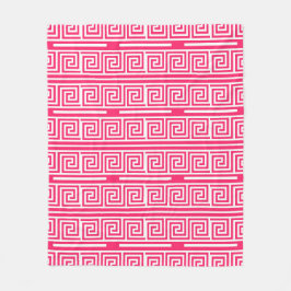 Pink White Greece Key Fret Pattern Design Fleecedecke