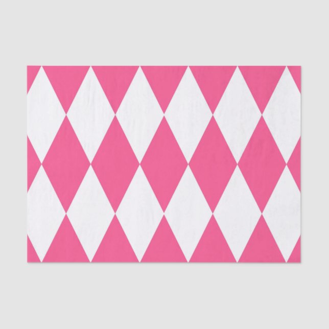 Pink White Harlequin Diamonds Schachbretts Design Seidenpapier (Vorderseite)