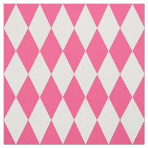 Pink White Harlequin Diamonds Schachbretts Design Stoff