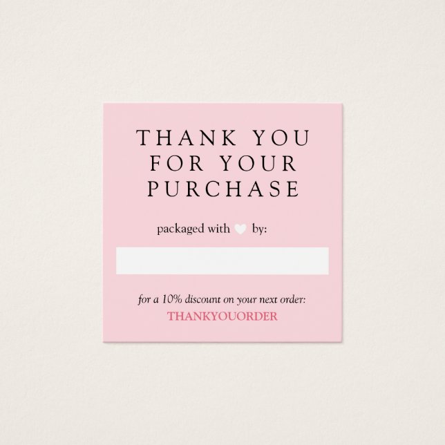 Pink White Heart Thank You For Order (Vorderseite)