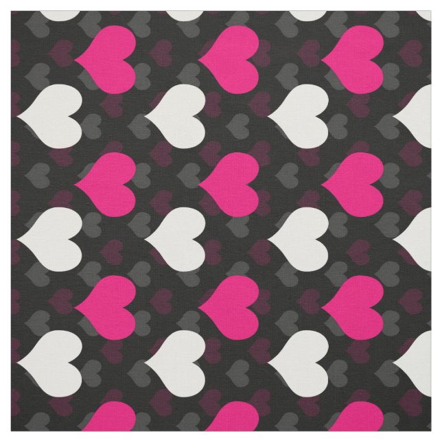 Pink White Hearts Black Stoff (Muster)