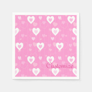 Pink & White Hearts Muster Napkins Serviette