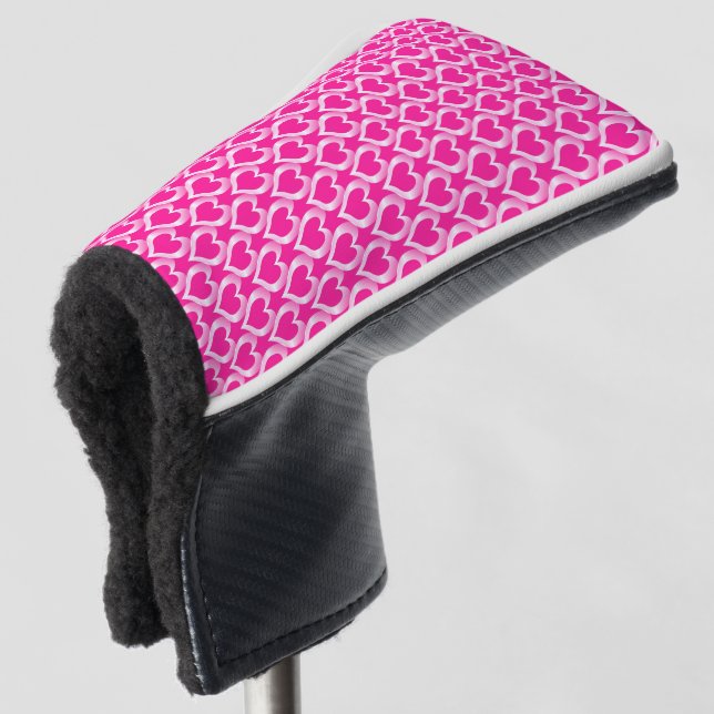 Pink White Hearts Pattern Golf Headcover (3/4 Vorderseite)