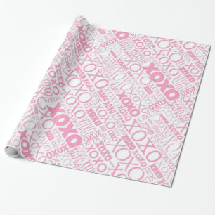 Pink & White Hugs & Kisses Pattern Wrapping Paper Geschenkpapier