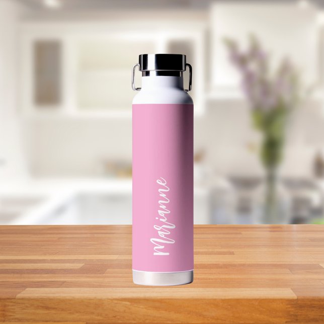 Pink-White-individuelle Name-Skript Trinkflasche (Von Creator hochgeladen)