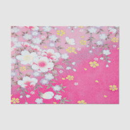 Pink White Japanisch Kimono Blumendekoupage Seidenpapier