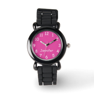 Pink & White Kid's Watch, Silver Glitzer Strap Armbanduhr