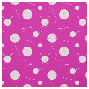 Pink White Knitting Lover's Gemustert Stoff