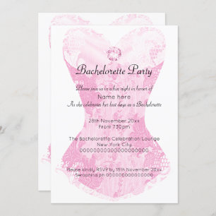 PINK WHITE LACE CORSET BACHELORETTE EINLADUNG