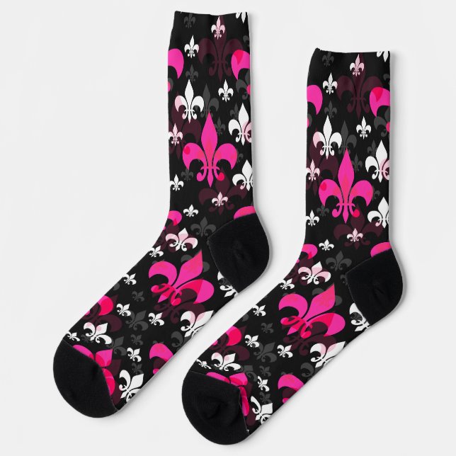 Pink White Lilie Socken (Linkes Detail)