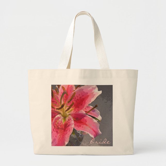 Pink & White Lily Bride's Bag Jumbo Stoffbeutel (Vorne)