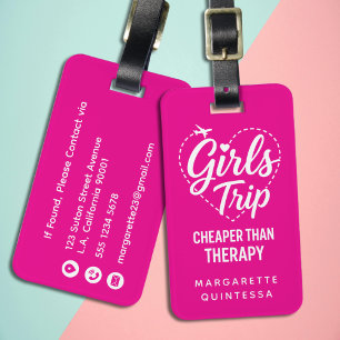 Pink & White Mädchen-Trip Billiger als Therapie Gi Gepäckanhänger