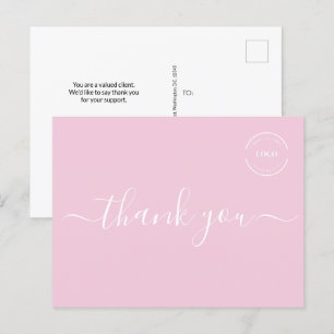 Pink White Modern einfaches Geschäftslogo Vielen D Postkarte