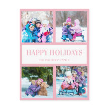 Pink White Multi Foto Weihnachtsfeiertag Gruß