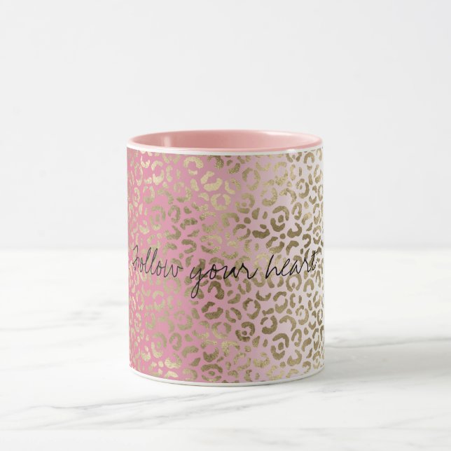 Pink White Ombre Leopard Print        Tasse (Zentrum)