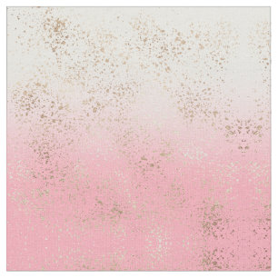 Pink White Ombre Speckling Gold Flakes Stoff