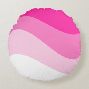 Pink White Ombre Wave Muster Rundes Kissen