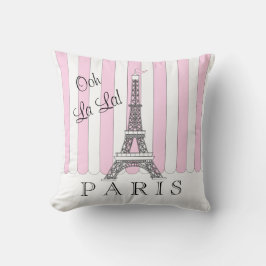 Pink | White Paris Eiffel Tower Ooh La La La Kissen