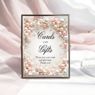 Pink & White Pearls Brautparty Karten und Geschenk Poster
