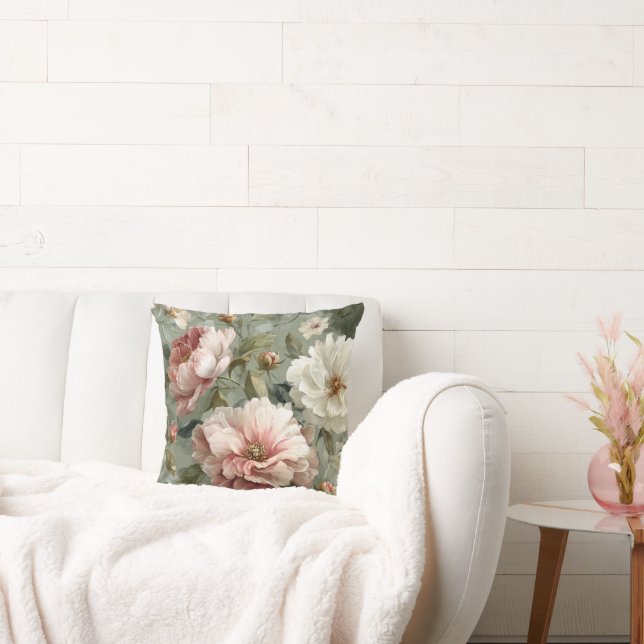 Pink & White Peonies Elegant Kissen (Liege)