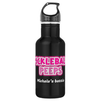Pink White Pickleball Peeps Group mit Name Edelstahlflasche