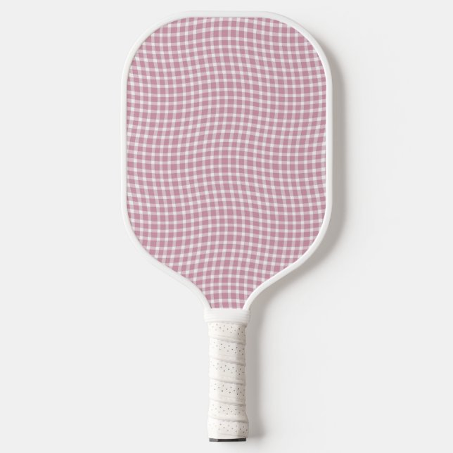 Pink White Plaid Checker Seamless Pattern Pickleball Schläger (Vorderseite)